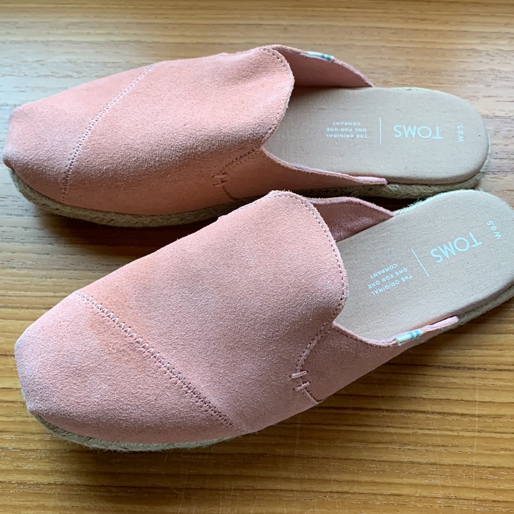 TOMS *brand New* Nova Leather Wrap Pink Coral slides - Picture 8 of 8